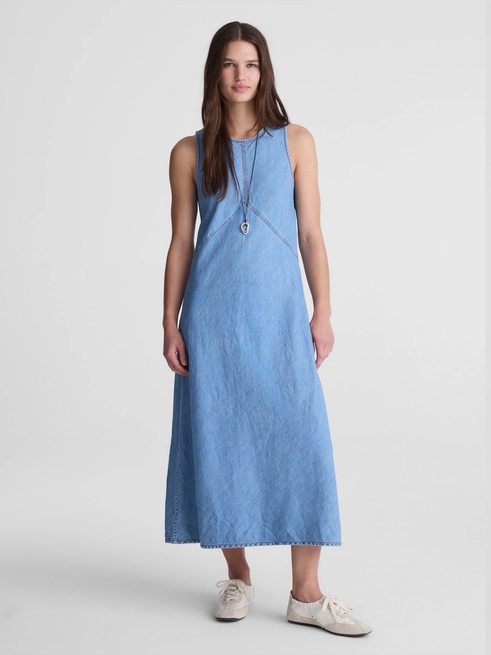 J CREW SIZE 6 Seamed Maxi Dress in Airy Denim NZ063 $158